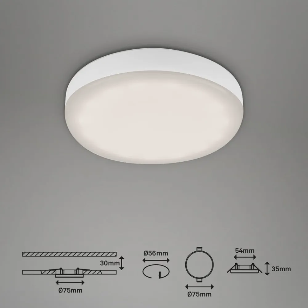 Briloner Indbygningsspots > LED-indbygningsspot Plat hvid 7,5 cm 4.000K sæt med 3 stk