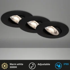 Briloner Loftlamper|Spotlights > LED-indbygningsspot 7602 3sæt IP65 3.000 K sort