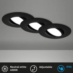 Briloner Loftlamper|Indbygningsspots > LED-indbygningsspot 7597 3sæt IP65 4.000 K sort