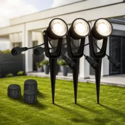 Briloner Udendørs Spot > LED jordspydspids 3919035 12V 3-punkts forlængelse, sort Ø 5 cm
