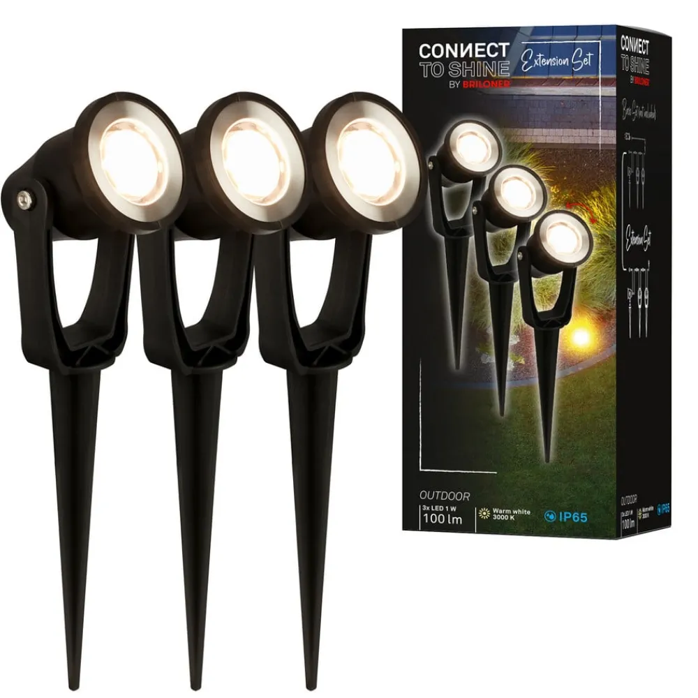 Briloner Udendørs Spot > LED jordspydspids 3919035 12V 3-punkts forlængelse, sort Ø 5 cm