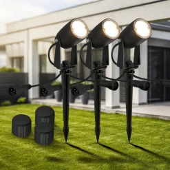 Briloner Udendørs Spot > LED jordspyd 3928035 12 V 3x forlængelse sort Ø 4 cm