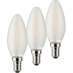 Filament Pære|Led Pærer ^ Müller-Licht LED-kerte E14 4 W 2.700 K, 3 stk, 470 lm, mat