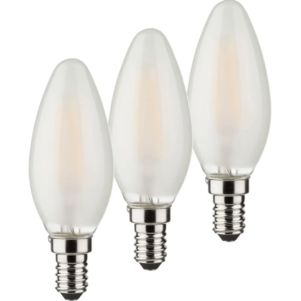 Filament Pære|Led Pærer ^ Müller-Licht LED-kerte E14 4 W 2.700 K, 3 stk, 470 lm, mat