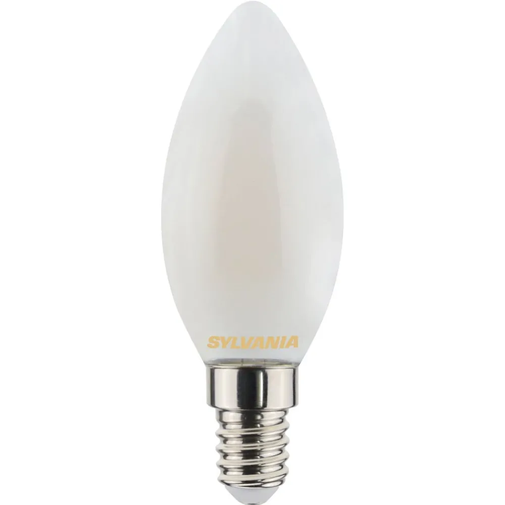 Led Pærer ^ Sylvania LED kertepære E14 ToLEDo 4,5W 827 satin