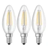 OSRAM Filament Pære|Led Pærer > LED-kertepære E14 4 W filament 2.700K 3 stk