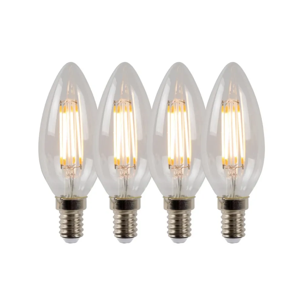 Lucide Dæmpbar Led-Pære|Filament Pære > LED-kertepære E14 4W 2700K dæmpbar sæt med 4 stk