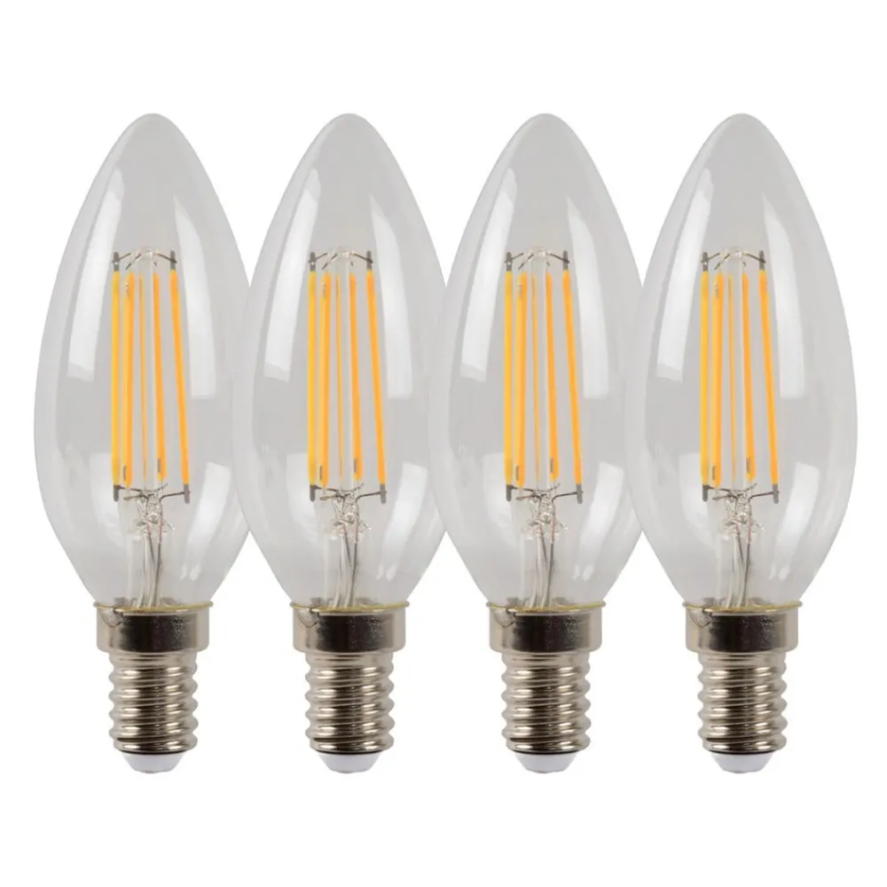 Lucide Dæmpbar Led-Pære|Filament Pære > LED-kertepære E14 4W 2700K dæmpbar sæt med 4 stk
