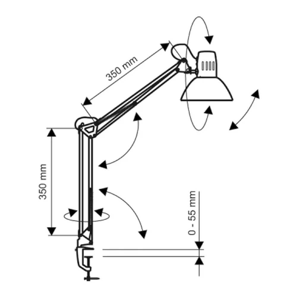 Maul Arbejdsrum/Kontor > LED-klemmelampe study, hvid, stål, højde 44 cm, E27
