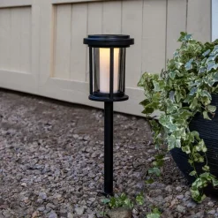 STAR TRADING Solcellelamper > LED-lampe med jordspyd Alippa, sort, højde 44 cm metal