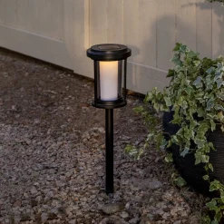 STAR TRADING Solcellelamper > LED-lampe med jordspyd Alippa, sort, højde 44 cm metal
