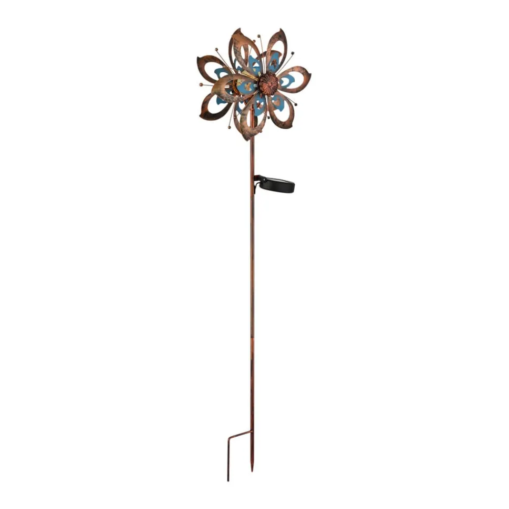 Globo Solcellelamper > LED-lampe med jordspyd 36571, blomst, vindspil, metal