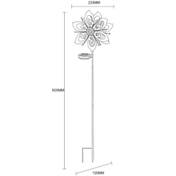 Globo Solcellelamper > LED-lampe med jordspyd 36571, blomst, vindspil, metal