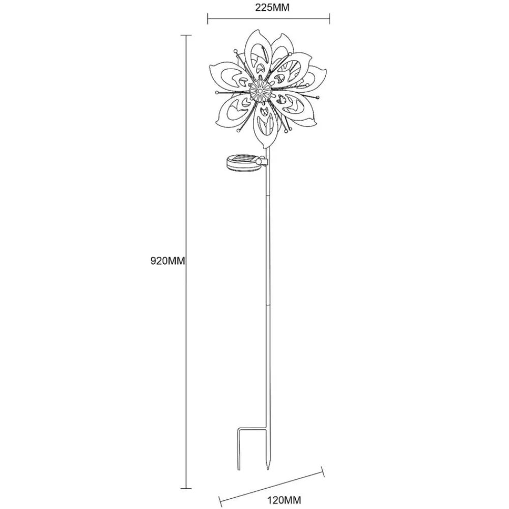 Globo Solcellelamper > LED-lampe med jordspyd 36571, blomst, vindspil, metal