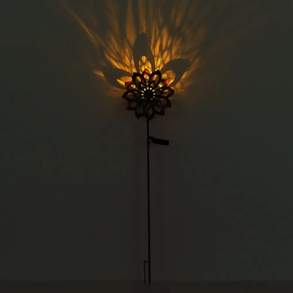 Globo Solcellelamper > LED-lampe med jordspyd 36571, blomst, vindspil, metal