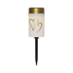 STAR TRADING Solcellelamper > LED-lampe med jordspyd Hearty, hvid/guld 12 cm plast