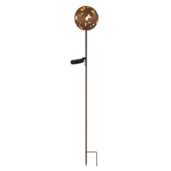 Dekorationsbelysning|Solcellelamper ^ Globo LED-lampe med jordspyd 36747, kugle, rustbrun, metal