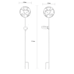Dekorationsbelysning|Solcellelamper ^ Globo LED-lampe med jordspyd 36747, kugle, rustbrun, metal