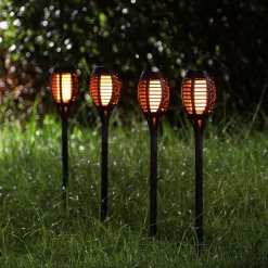 Solcellelamper ^ Globo LED-lampe med jordspyd 33536-3, lygte, sort, sæt med 3 stk