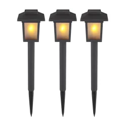 Dekorationsbelysning|Solcellelamper ^ Globo LED-lampe med jordspyd 33577-3, sort, plast, 3 stk