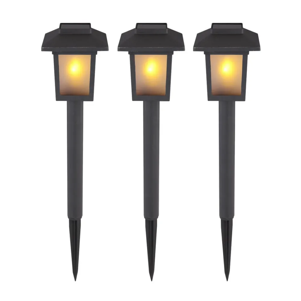 Dekorationsbelysning|Solcellelamper ^ Globo LED-lampe med jordspyd 33577-3, sort, plast, 3 stk