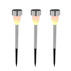 Globo Dekorationsbelysning|Solcellelamper > LED-lampe med jordspyd 33576-3, stål, 3 stk