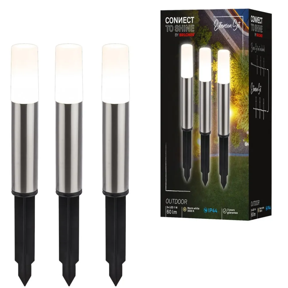 Udendørs Spot ^ Briloner LED-lampe med jordspyd 3926032 12V 3x-udvidelse Stål Ø 4cm
