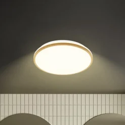 Briloner Loftlamper > LED-loftlampe Acorus, Ø 33 cm, hvid/træfarvet, IP44