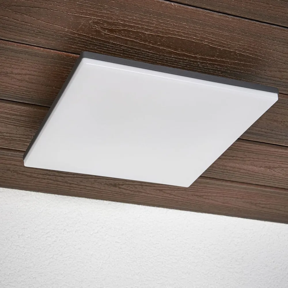 Lucande Terrassebelysning|Udendørs Loftlamper > LED-loftlampe Henni, IP65, sensor, 30x30 cm, antracit