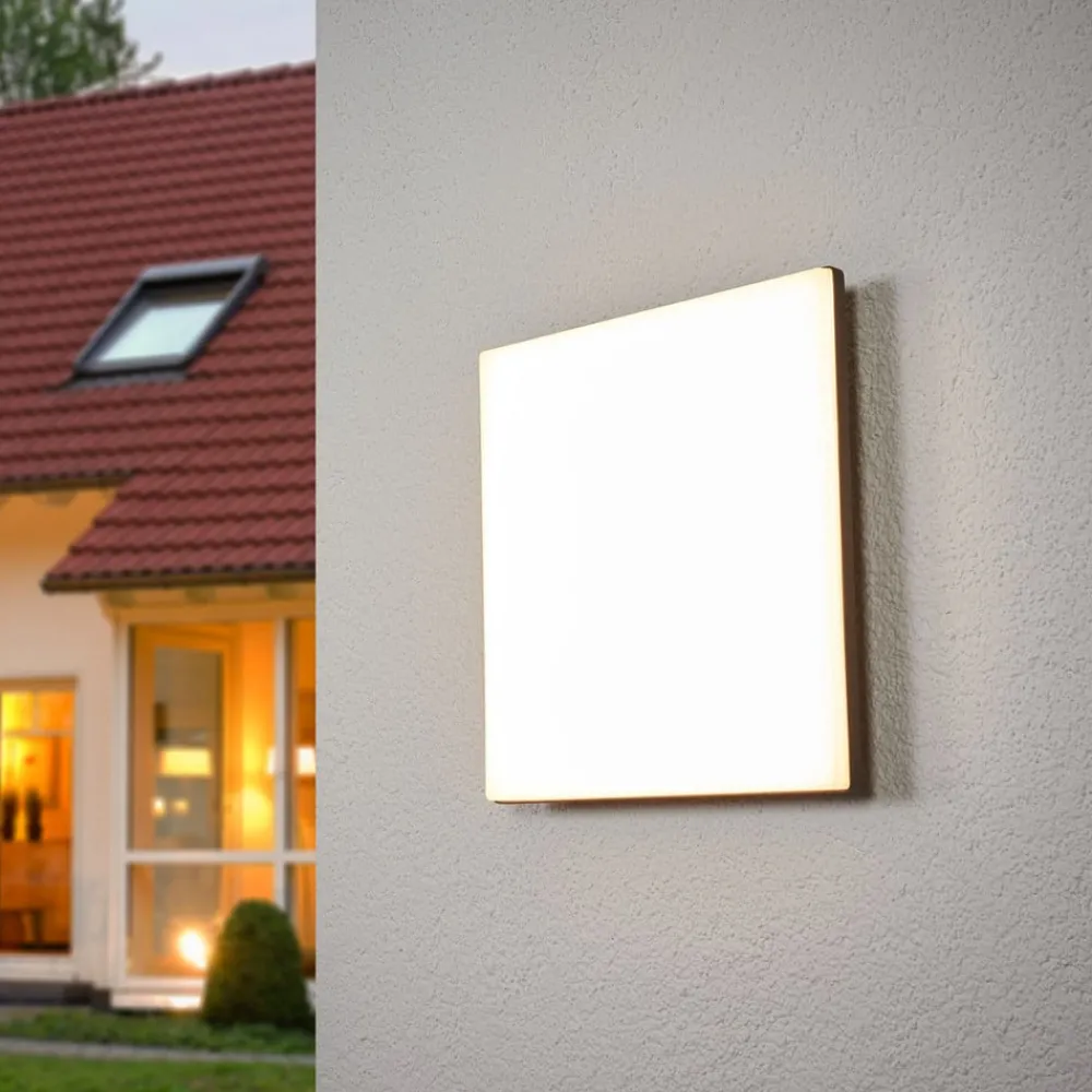 Lucande Terrassebelysning|Udendørs Loftlamper > LED-loftlampe Henni, IP65, sensor, 30x30 cm, antracit