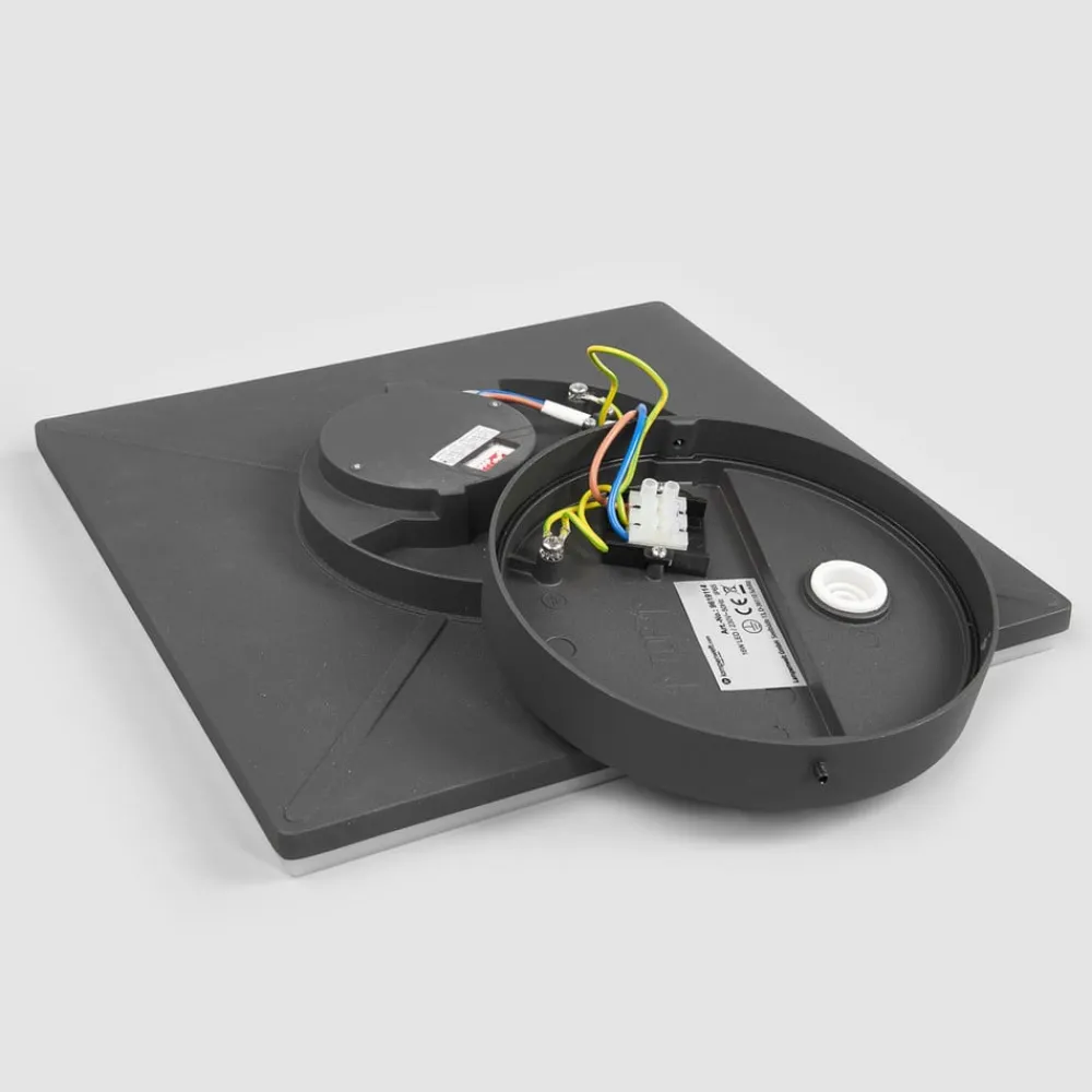 Lucande Terrassebelysning|Udendørs Loftlamper > LED-loftlampe Henni, IP65, sensor, 30x30 cm, antracit