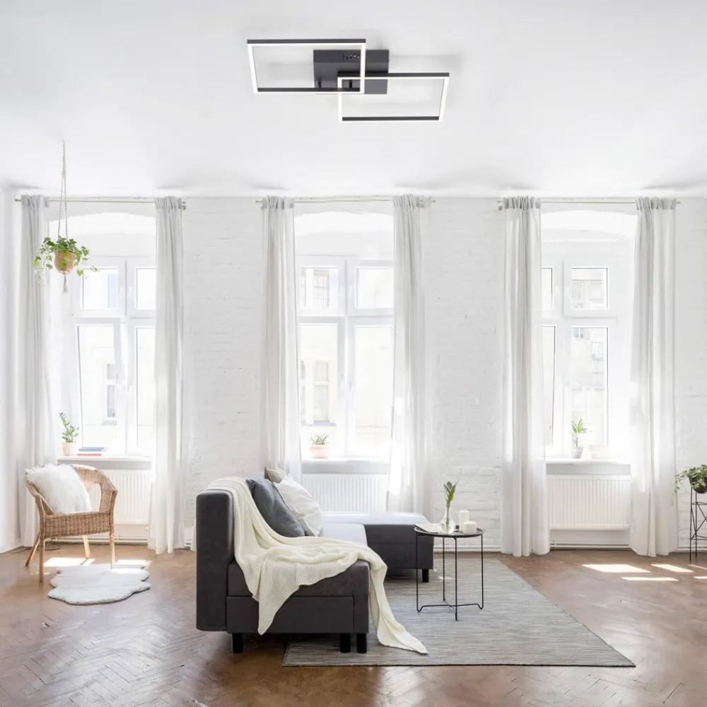 JUST LIGHT. GmbH Loftlamper > LED-loftlampe Iven, dæmpbar, sort, 53x53cm