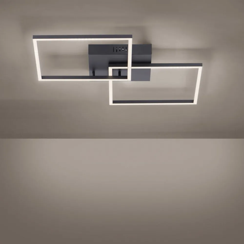 JUST LIGHT. GmbH Loftlamper > LED-loftlampe Iven, dæmpbar, sort, 53x53cm