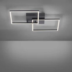 JUST LIGHT. GmbH Loftlamper > LED-loftlampe Iven, dæmpbar, sort, 53x53cm