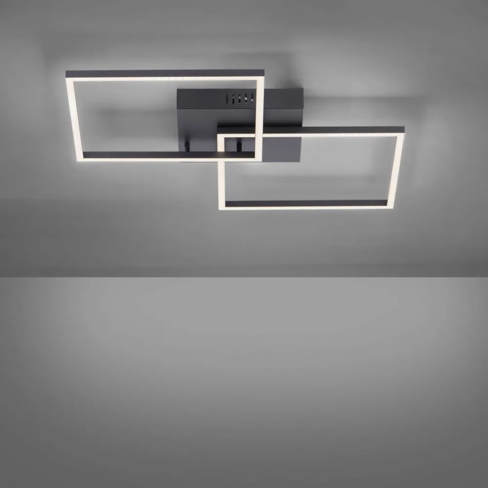 JUST LIGHT. GmbH Loftlamper > LED-loftlampe Iven, dæmpbar, sort, 53x53cm
