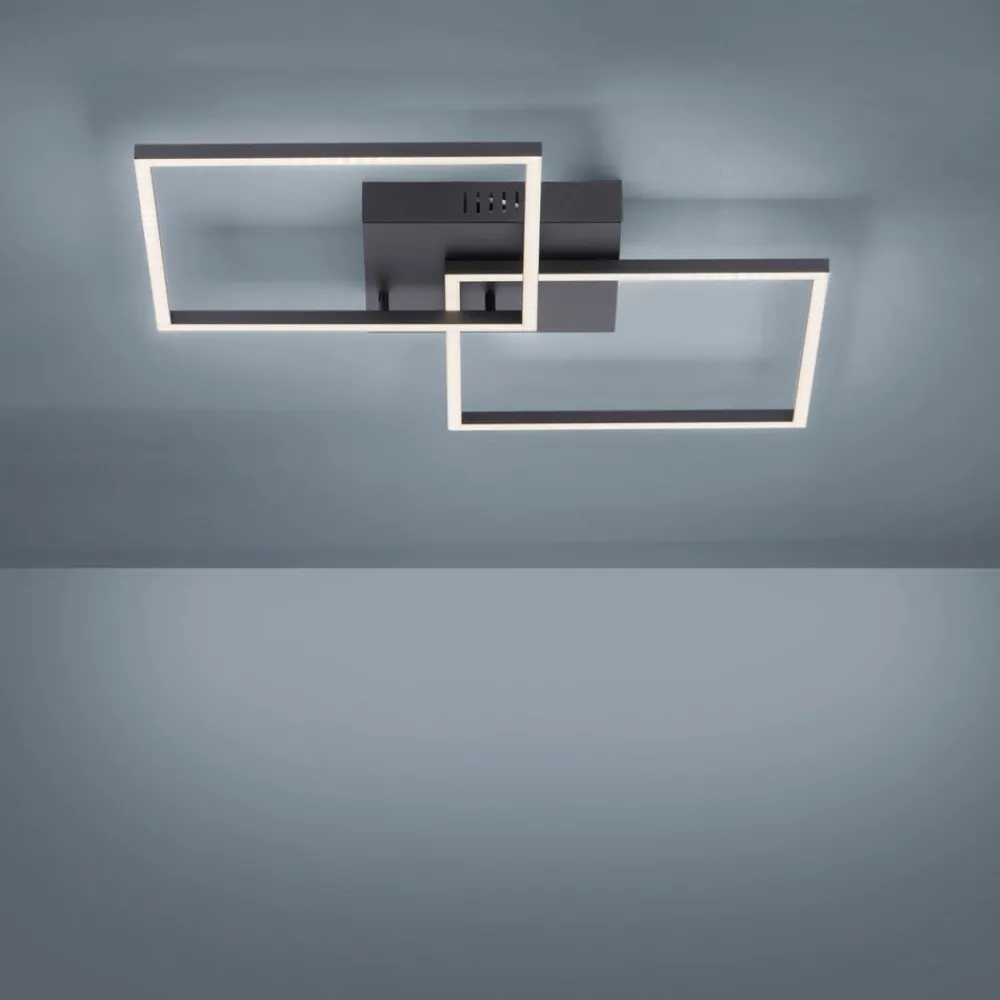 JUST LIGHT. GmbH Loftlamper > LED-loftlampe Iven, dæmpbar, sort, 53x53cm