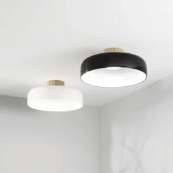Fabas Luce Loftlamper > LED-loftlampe Lunar, sort, glas, Ø 42 cm, CCT, dæmpbar