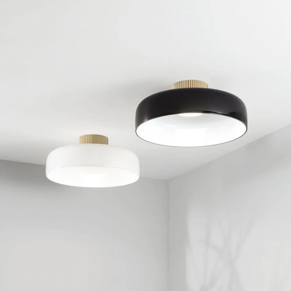 Fabas Luce Loftlamper > LED-loftlampe Lunar, sort, glas, Ø 42 cm, CCT, dæmpbar