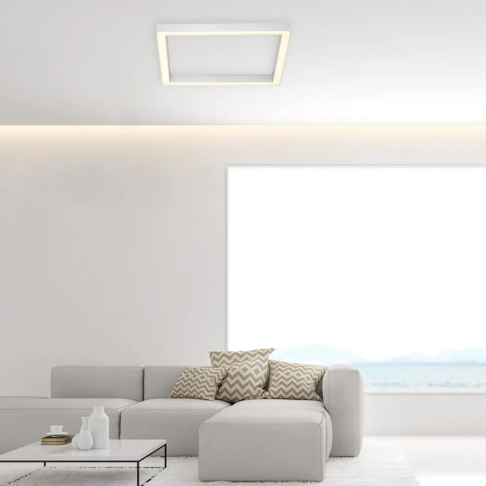 PURE Loftlamper > LED-loftlampe Lines, 55 x 55 cm, sølv, CCT, fjernbetjening