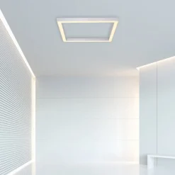 PURE Loftlamper > LED-loftlampe Lines, 55 x 55 cm, sølv, CCT, fjernbetjening