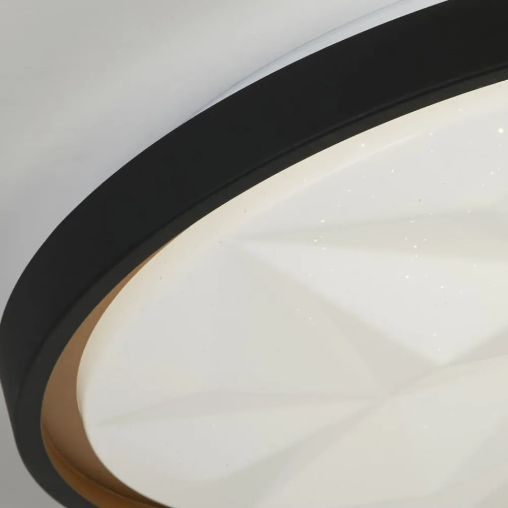 Loftlamper ^ Searchlight LED-loftlampe Satellite sort Ø 42cm stål fjernbetjening