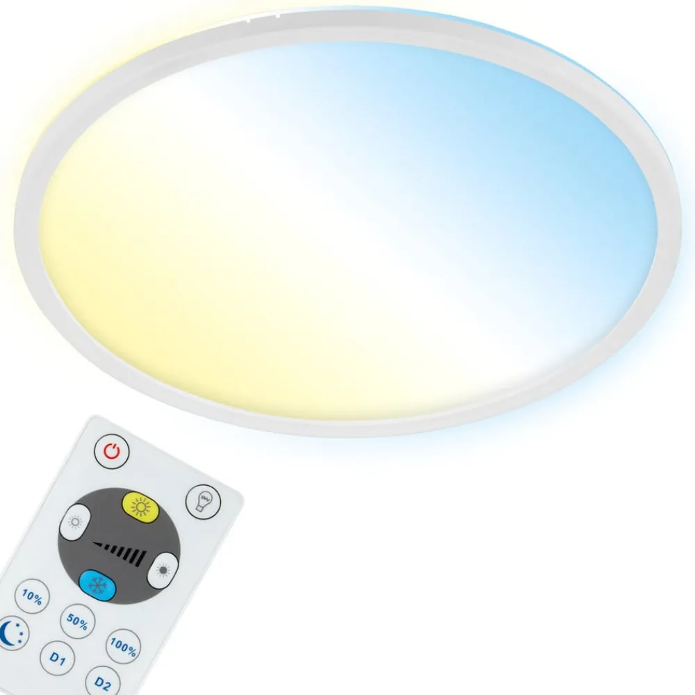 Arbejdsrum/Kontor ^ Briloner LED-loftlampe Slim S dæmpbar CCT hvid Ø 29 cm