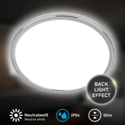 Briloner Loftlamper > LED-loftlampe til badeværelset Pulap, Ø 42 cm, kromfarvet/hvid metal
