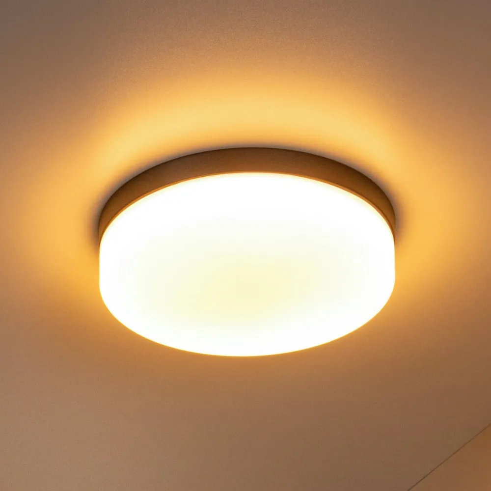 Lucide Loftlamper > LED-loftlampe til badeværelset Biskit, sort, Ø 23 cm, plast