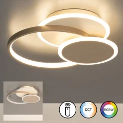 FISCHER & HONSEL Loftlamper|Loftlamper > LED-loftlampe Tomo, gråbeige/sandfarvet, 40 cm, metal, CCT