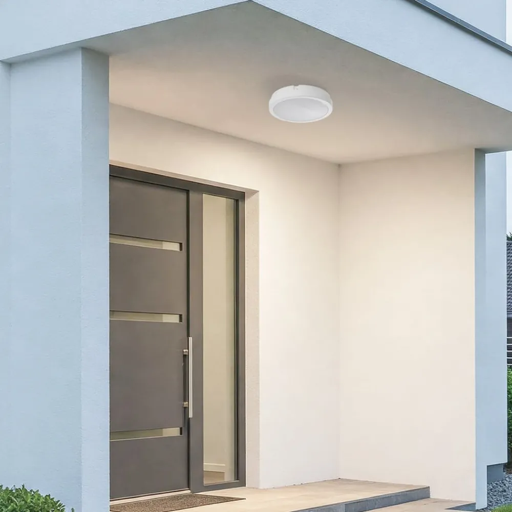 Udendørs Loftlamper ^ Milagro Lighting LED-loftlampe Vera, hvid, plast, Ø 22 cm, IP65