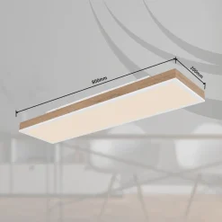 Loftlamper ^ Globo LED-loftslampe Doro, længde 80 cm, mørkt træ, træ, CCT