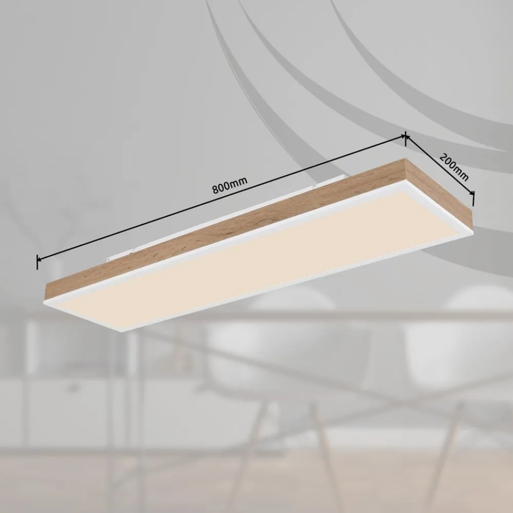 Loftlamper ^ Globo LED-loftslampe Doro, længde 80 cm, mørkt træ, træ, CCT