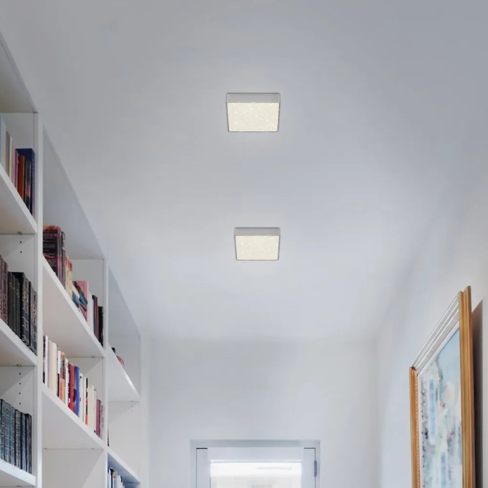 Briloner Loftlamper > LED-loftslampe Flame Star, 15,7 x 15,7 cm sølv