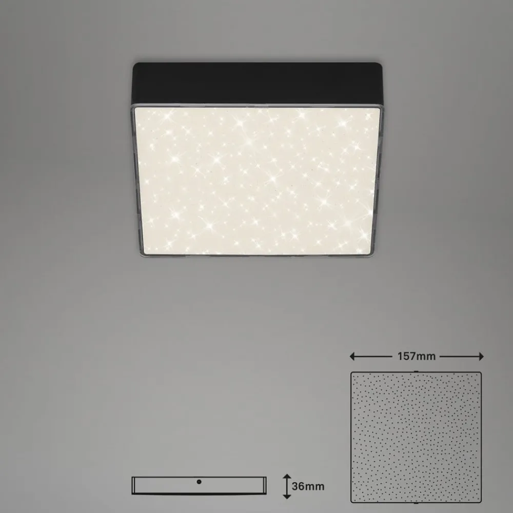 Loftlamper ^ Briloner LED-loftslampe Flame Star, 15,7 x 15,7 cm sort